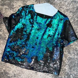 Boutique blue/green Sequin top